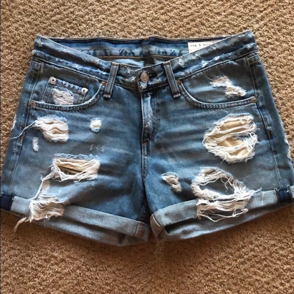 Rag and Bone cut off denim boyfriend shorts